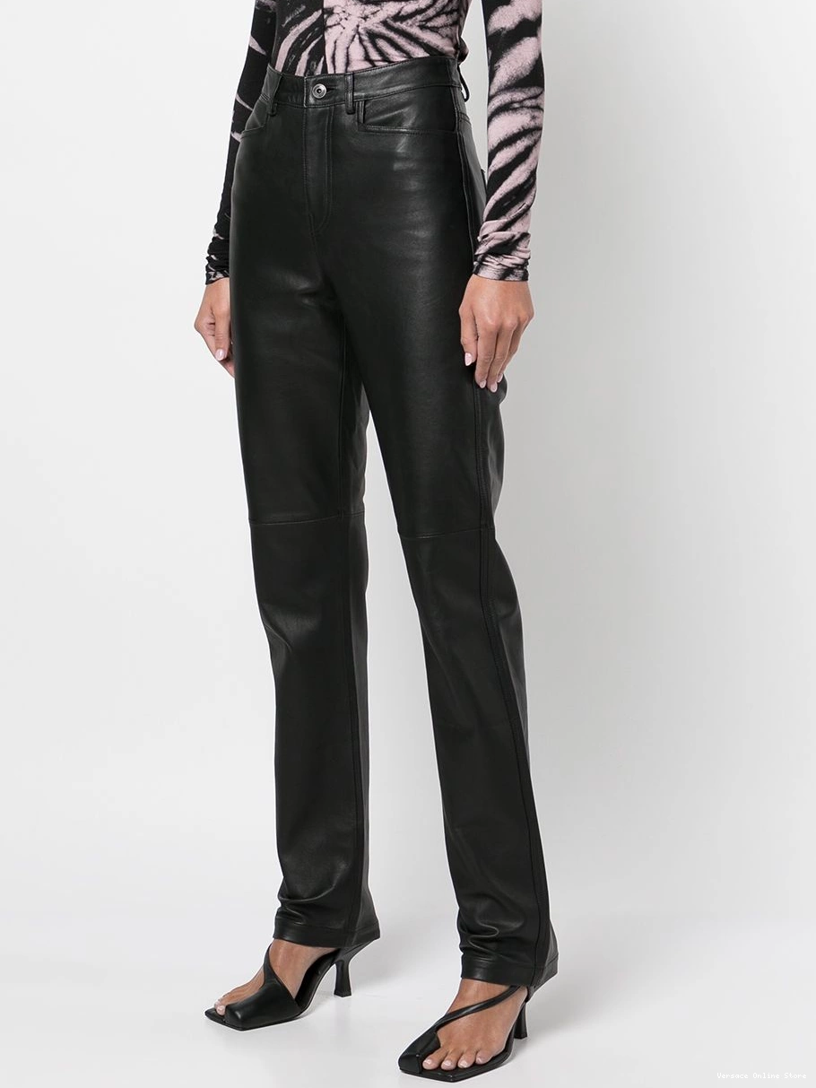 Affordable straight-leg Women Versace trousers leather 0812
